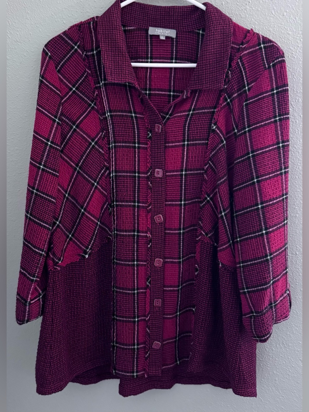 Habitat Red and Black Plaid Button-Front Relaxed Fit Shirt